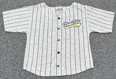 VTG 90s Bugle Boy Kids Baseball Jersey Pinstripe Grey Shirt Toddler Boys 5/6