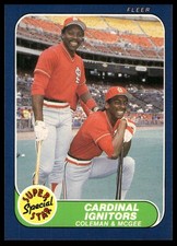 1986 Fleer #636 Cardinal Ignitors (Vince Coleman / Willie McGee) SSS, CPC NRMT+