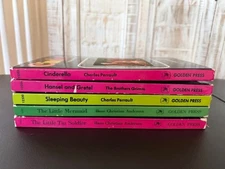 Vintage 5 HC Golden Press Fairy Tale Board Books-Lenticular Covers 3D 1966/1968 