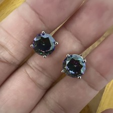 Sterling Silver Mystical Topaz Round Stud Earrings
