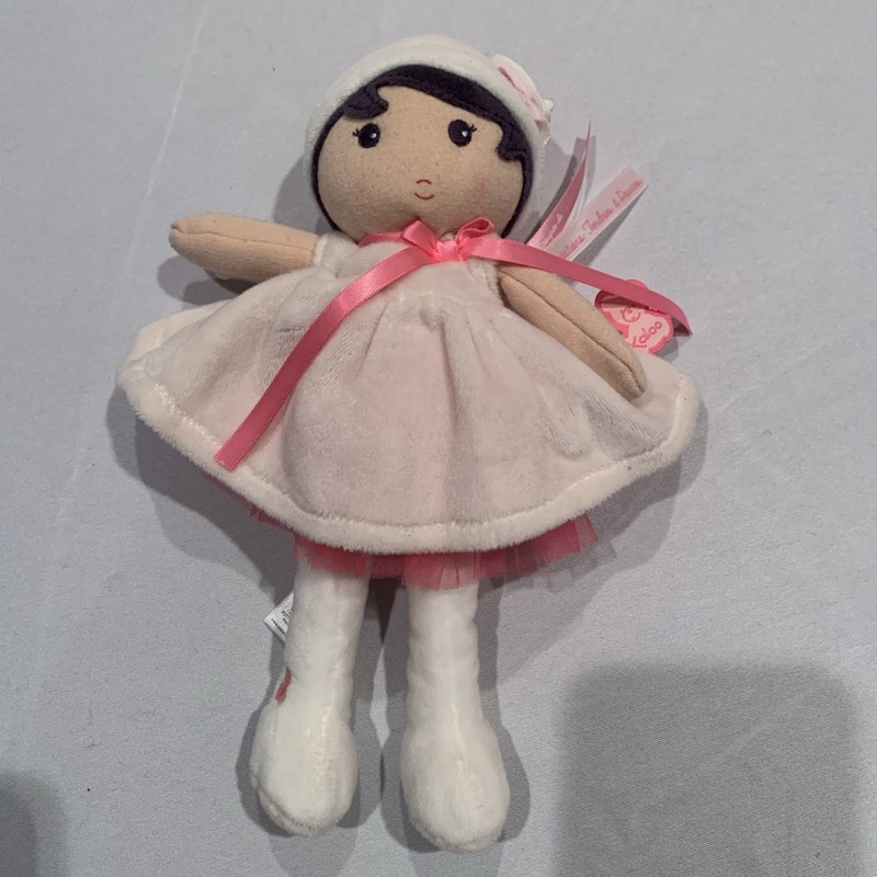 Kaloo Plush Doll 7 Inch Soft pink legs white dress toy Fast Shipping 