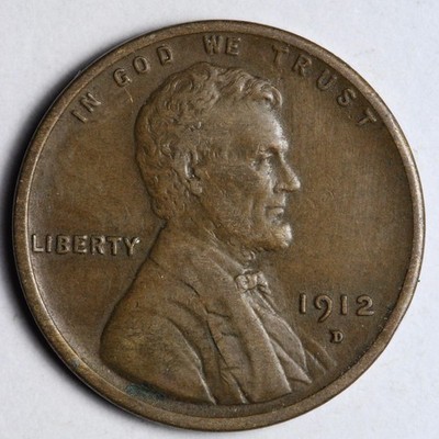 1912-D Lincoln Wheat Cent Penny XF E174 DIEZ