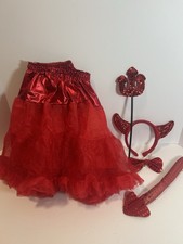 Women  s Devil Costume Set S/M Tutu, Horns, Bow Tie,Tail  Mini Pitchfork 5 Pc