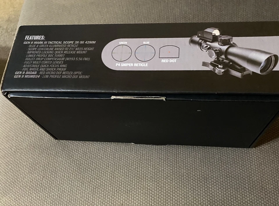 NcSTAR Ultimate Mark III Gen-2 Scope 3-9X42 P4 w/ Mini Mic Red-Dot QR Mount BLK~ - Image 4 of 4