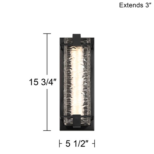 Possini Euro Glacier 15 3/4" High Matte Black LED Outdoor Wall Light - 第 4/8 張圖片