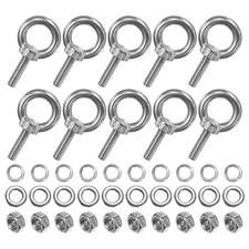10-Sets Stainless Eyebolt M5x19mm Shoulder Lifting Eye Bolt with Nuts Washers