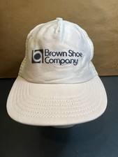 Vintage Brown Shoe Company P Hats Made In USA White Snapback Hat