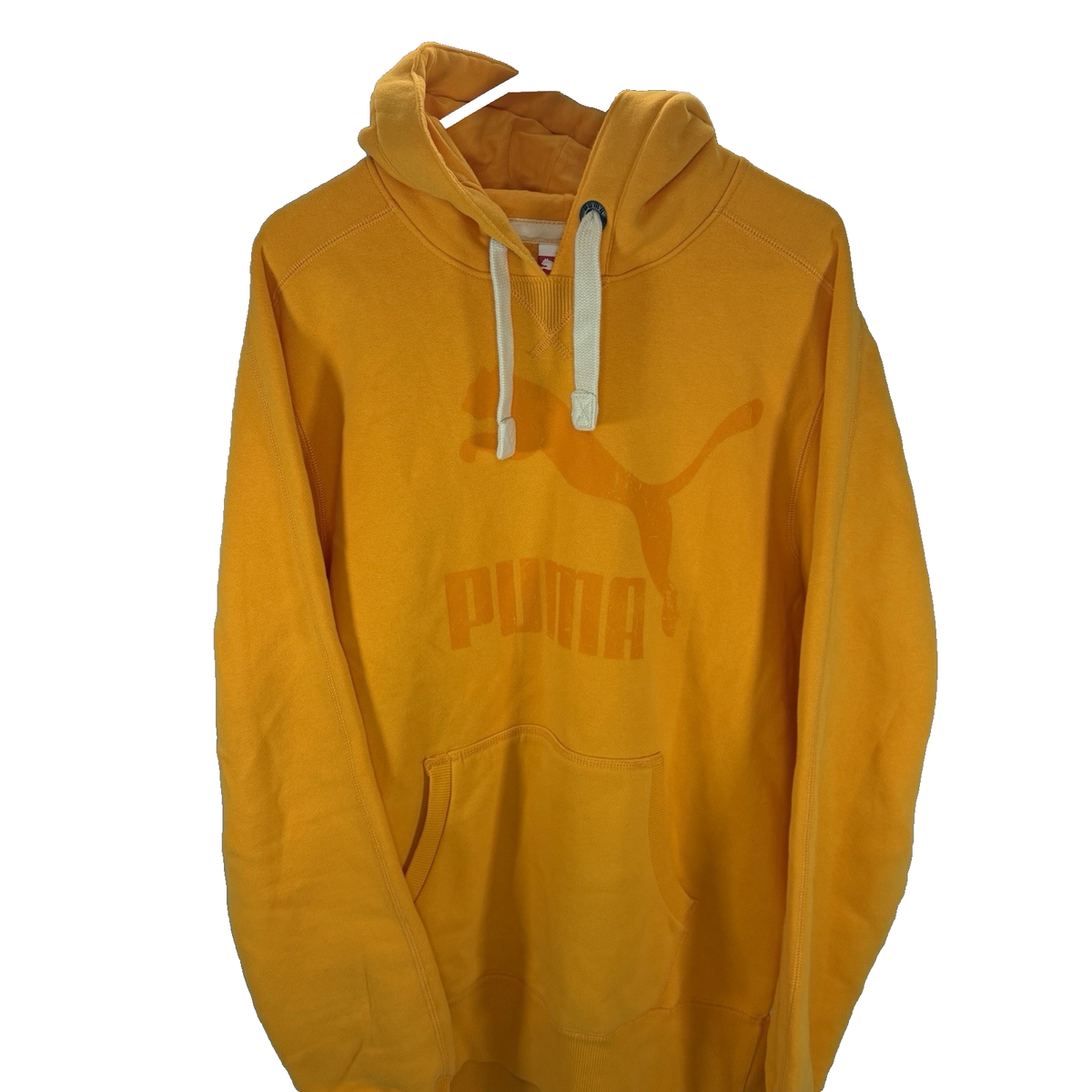 Vintage Puma Hoodie Mens Large Clay Brown Yellow Pullover Heritage
