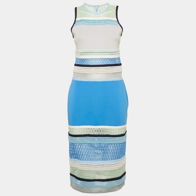 Jonathan Simkhai Etuikleid blau Spitze und Neopren M