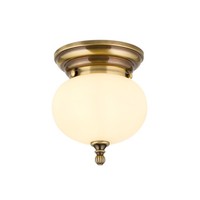 Deckenlampe Messing Glas D: 18 Cm In Antik Champagner E27 Rund Jugendstil