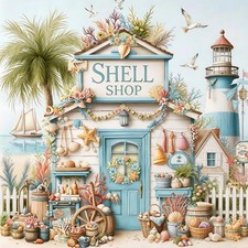 Shell Shop Diamond Art Kits for Adults, Beach Diamond Painting Kits for Adults