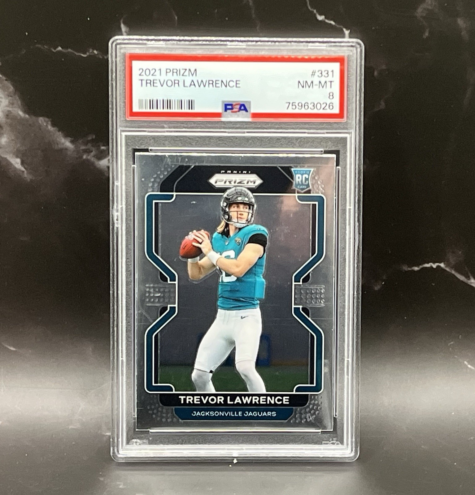 2021 PANINI PRIZM ROOKIE CARD #331 TREVOR LAWRENCE PSA 8