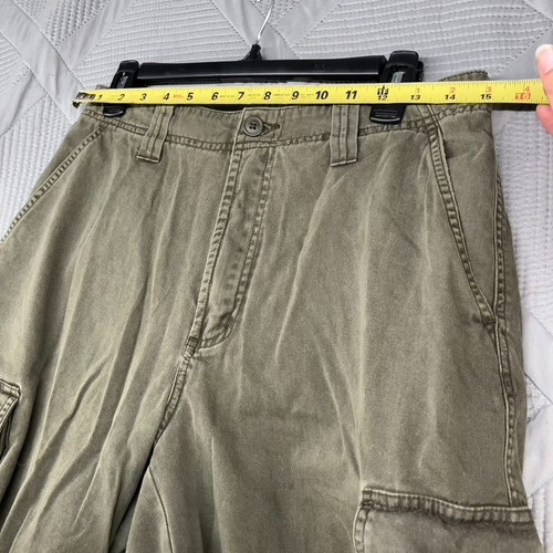 Vecchio pantaloncino uomo navy 31 verde cotone tela cargo piatto davanti vissuto - Foto 4 di 7
