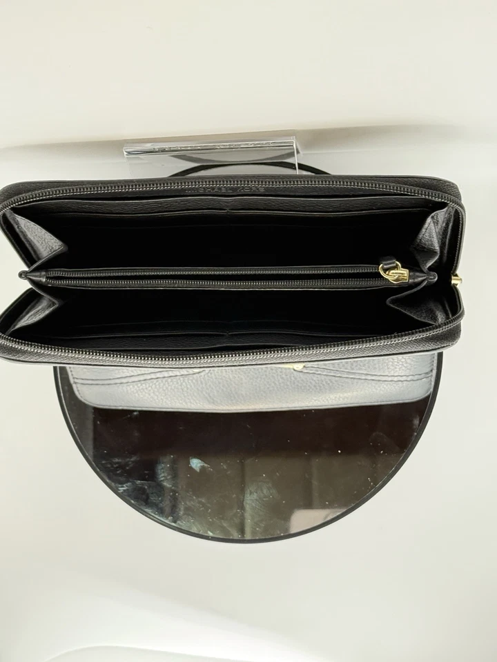 MICHAEL KORS Classic Large Continental Fine Pebbled Leather Black Wallet Gold LN - Image 3 of 4