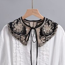 Chinese Style Hollow Out Embroidery Hanfu Cloud Shoulder Decorative Collar Black