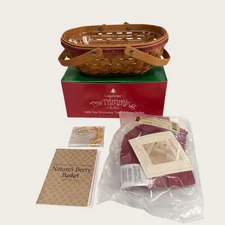 New Longaberger 2006 Tree Trimming Nature's Berry Basket Liner Protector Tie On