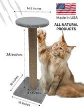 Cat Scratching Post Tower with Seat 36 Natural Sisal Rope Inch Tall Made in USA