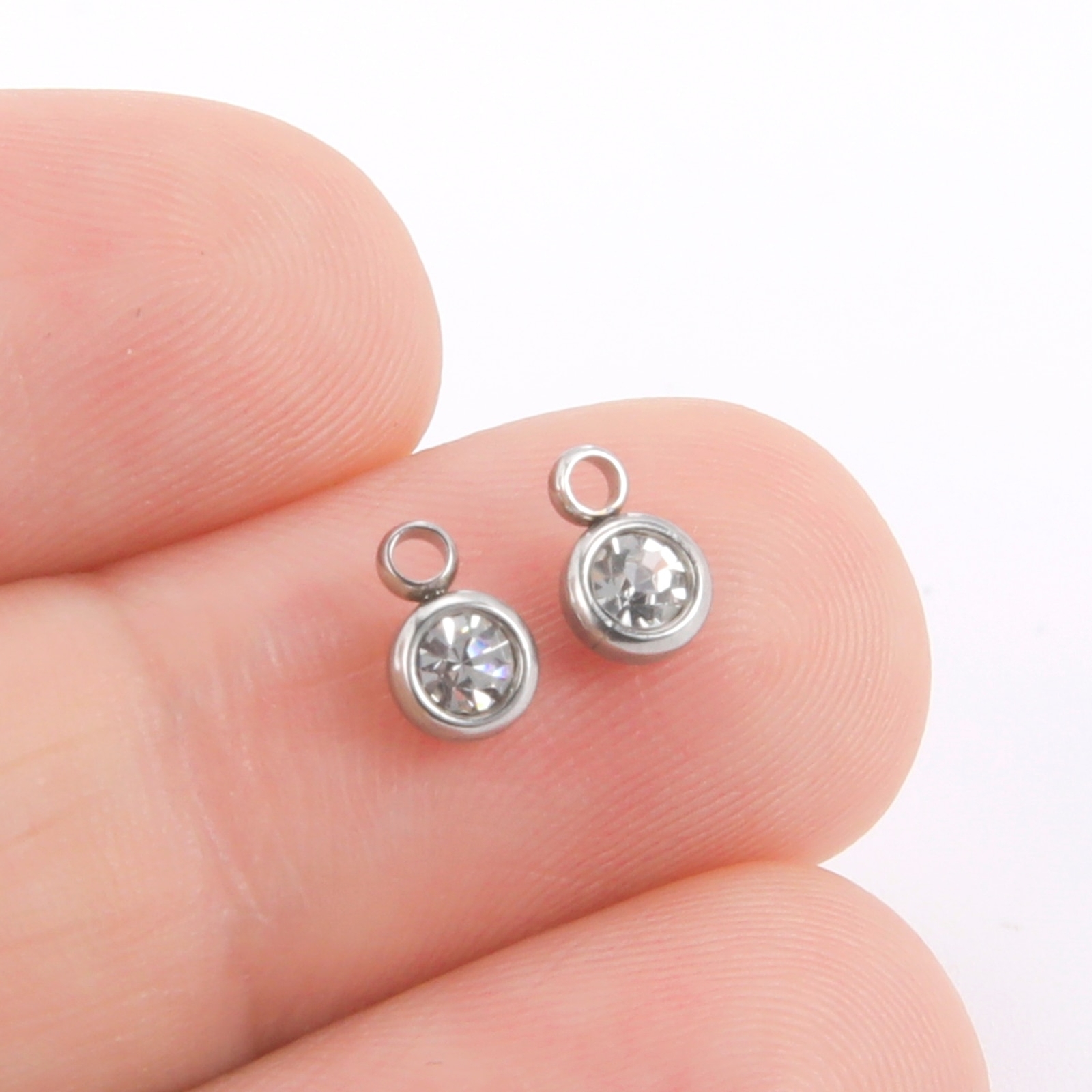 20pcs/lot Mini Crystal Charms Rhinstone Stainless Steel Charm for