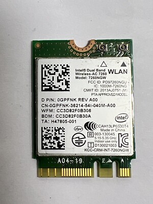 Intel 7260NGW 802.11AC NGFF M.2 Wireless Wifi + Bluetooth BT 4.0 Card  Dual Band