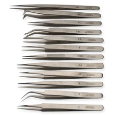 Set of 12 Tweezers Watchmaker & Jewellers Watch Repair Non Magnetic Steel Tools