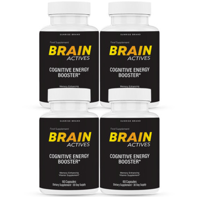 Brain Actives Cognitive Brain Booster Pills for Advanced Memory and Focus-4 Pack