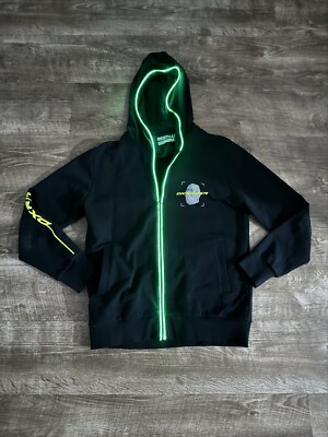 DXRacer  Mens Black Full Zip Hoodie LED Lightning Size medium