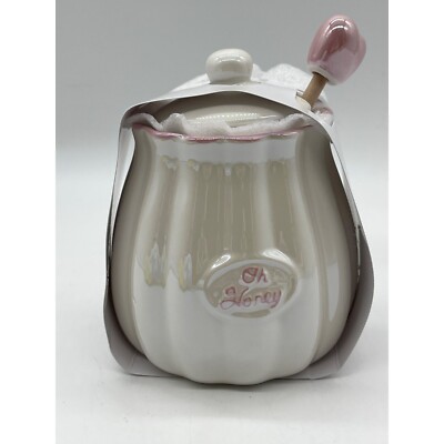 Target Exclusive Honey Jar with Heart Dipper Iridescent Pink White