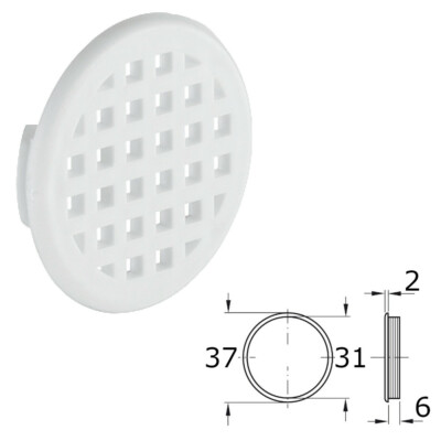 2x Grille D' Aération 49 Mm Ventilation Plastique Cache Perforé Avec