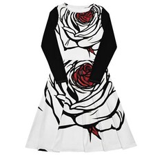 All-over print long sleeve midi dress