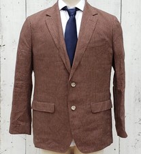 Bonobos Italian Jacket Blazer Brown Stripe Linen Mens 42R Slim Fit NEW