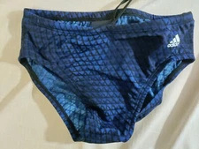Men's Adult Adidas Web Brief Underwear Trunks Blue & Black Geometric Size 28 New
