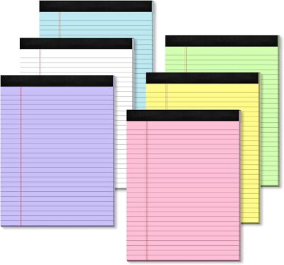 6 Pack Legal Pads 8.5 X 11 Colored Note Pads 8.5 X 11 Pink Notepad Perforated Wr