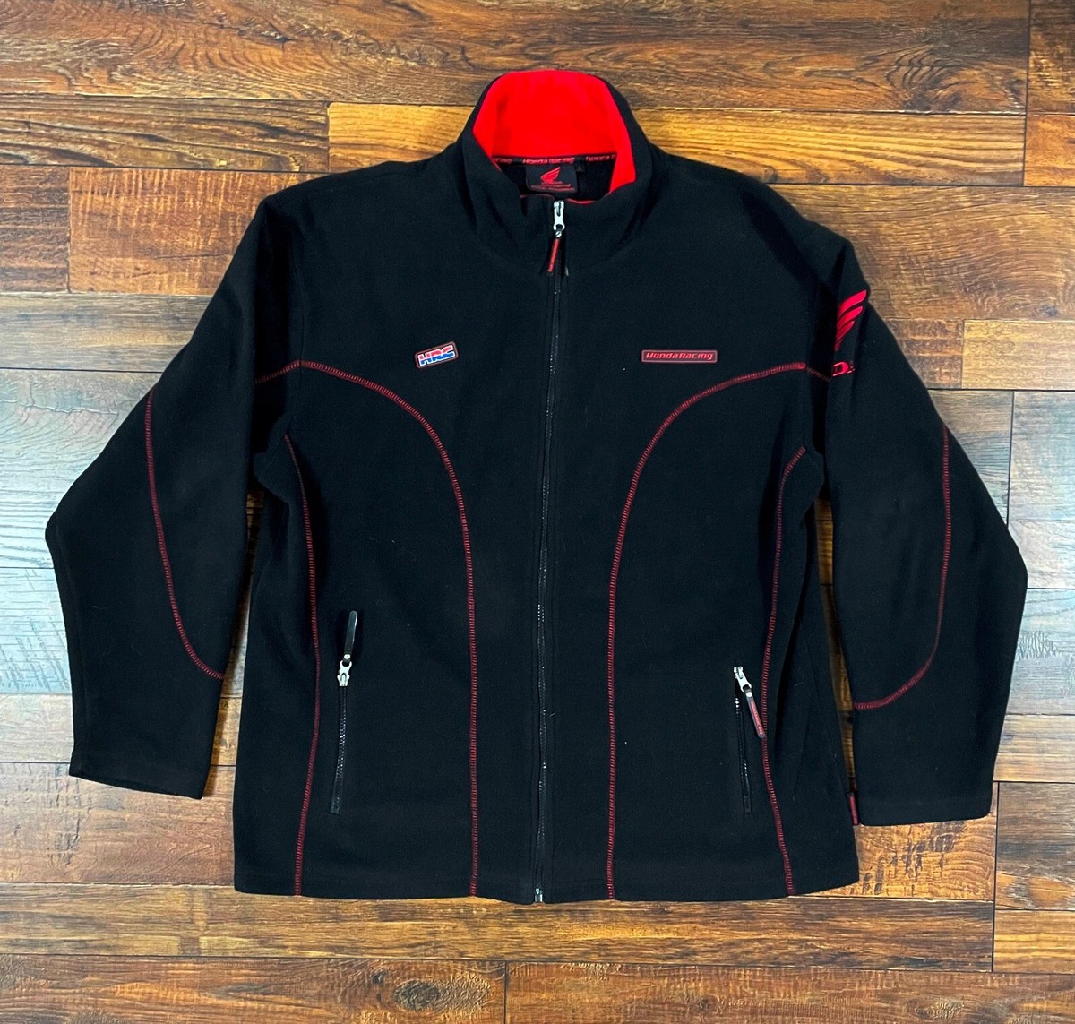 HONDA RACING HRC TEAM FLEECE JACKET SWEATSHIRT FULL ZIP BLACK SIZE