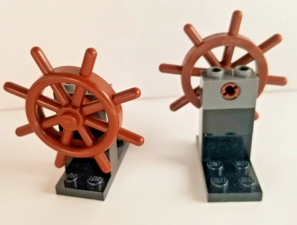 LEGO Minifigure шлем коричневый корабль колесо пират резак парусная лодка с подставкой - Изображение 2 из 2