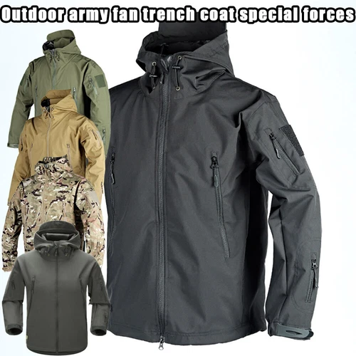 Wasserdichte taktische Soft Shell Herren Jacke Mantel Militärische Armee Jacke - Bild 5 von 33