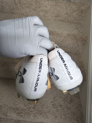 Under Armor Shadow Pro FG White Orange Shock Soccer Cleats  display picture 1