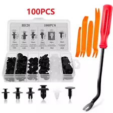100 PCS Car Retainer Auto Fasteners Push Trim Plastic Clips Pin Rivet Bumper Kit
