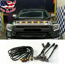 5 For Toyota Tundra 2008-20 Front Grille LED Light Amber Raptor Style Grill Trim