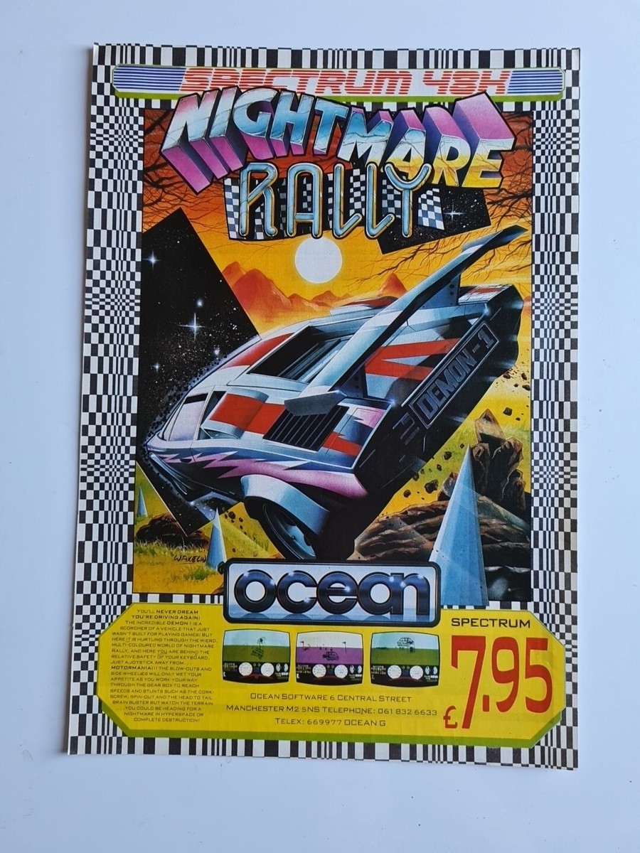 ラルフ Nightmare Rally Ocean Zx Spectrum ADVERT GAME POSTER ART 8.2X11.8