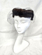 Vintage Ladies Dark Mink Real Fur Fascinator Hat Hair Band