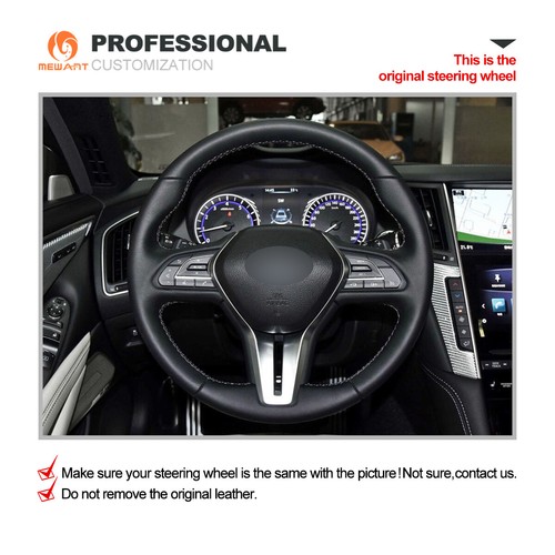 Funda de volante de cuero auténtico MEWANT gamuza para Infiniti Q50 QX50 2018 2019 Q60 - Imagen 2 de 11