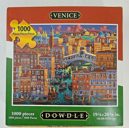 Dowdle Volkskunst 1000-teiliges Puzzle Venedig 19 x 26 Zoll Poster enthalten - Bild 1 von 4