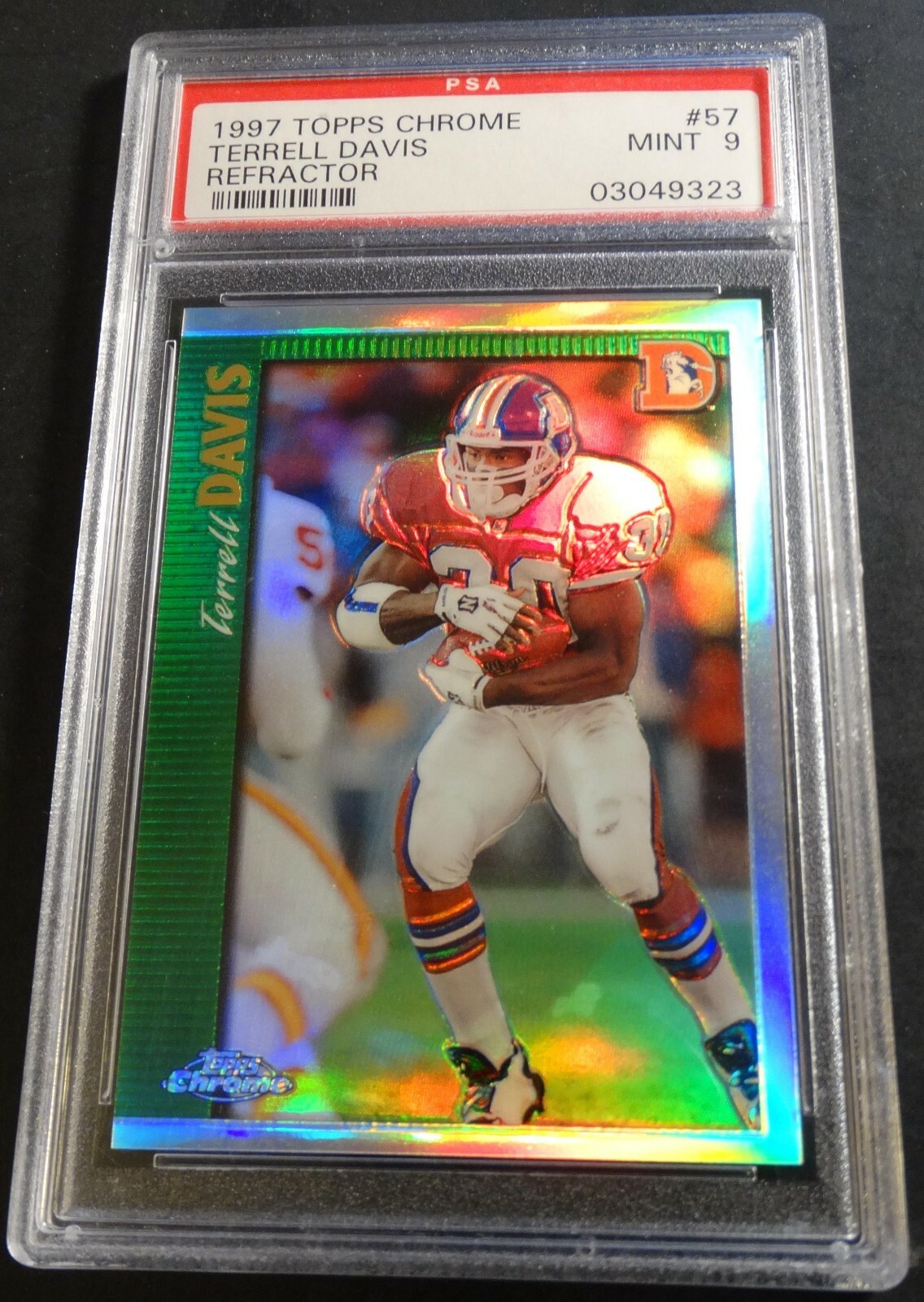 TERRELL DAVIS 1997 TOPPS CHROME REFRACTOR #57 PSA 9 BRONCOS POP 2