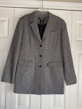 Levine Classics Blazer Vintage Herringbone Wool Blend Tweed Career Office Sz 10L