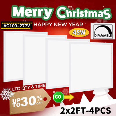 2x2 LED Flat Panel Light - 45W 4 Pack 2x2 LED Lights Drop Ceiling Triac Dimming