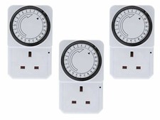 3 x 24 Hour 24hr Mains Plug In Timer Switch Time Clock Socket UK 3 Pin Adapter