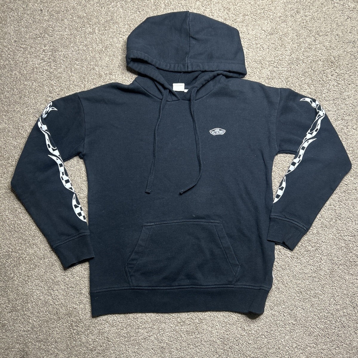 Vans Checkerboard Flame Black Skateboarding Hoodie Womens XS