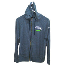 SEATTLE SEAHAWKS Boys Size Medium Blue NIKE Athletic Full Zip Hoodie Shirt NFL