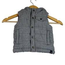 Janie And Jack Boys Gray Puffer Hood Vest Size 12-18 Months