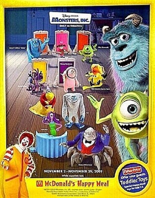 2001 DISNEY'S MONSTERS INC. MCDONALDS HAPPY MEAL TOYS - U - PICK